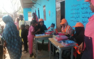 On 8th of April, IPDO had distributed 114 T-shirts to the children from (4-13) years old in AL wehdah gathering site in Gedarif state.